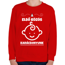 PRINTFASHION Első közös karácsonyunk  - Gyerek pulóver - Piros gyerek pulóver, kardigán