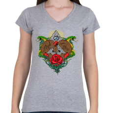 PRINTFASHION Első szerelem  - Női V-nyakú póló - Sport szürke