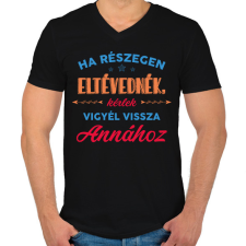 PRINTFASHION Eltévedni - Vigyél hozzá - Férfi V-nyakú póló - Fekete férfi póló