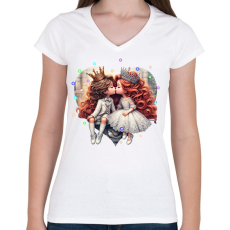 PRINTFASHION Elvarázsolt herceg - Női V-nyakú póló - Fehér
