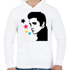 PRINTFASHION Elvis - Férfi kapucnis pulóver - Fehér férfi pulóver, kardigán