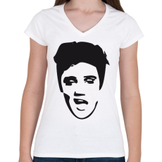 PRINTFASHION Elvis - Női V-nyakú póló - Fehér