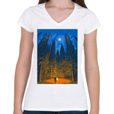 PRINTFASHION Ember és természet - Női V-nyakú póló - Fehér női póló