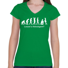PRINTFASHION Emberi evolúció - Női V-nyakú póló - Zöld