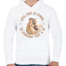 PRINTFASHION Emberré tesz a ló - Férfi kapucnis pulóver - Fehér