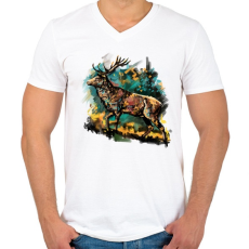 PRINTFASHION Emelt fővel - Férfi V-nyakú póló - Fehér