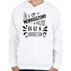 PRINTFASHION Én a menyasszony vagyok - Gyerek kapucnis pulóver - Fehér