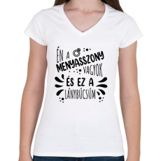 PRINTFASHION Én a menyasszony vagyok - Női V-nyakú póló - Fehér