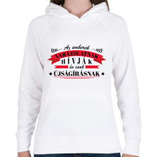 PRINTFASHION Én csak újságírásnak hívom - Női kapucnis pulóver - Fehér női pulóver, kardigán