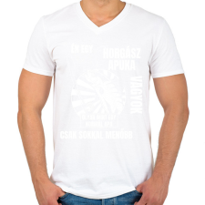PRINTFASHION Én egy horgász apuka vagyok - Férfi V-nyakú póló - Fehér férfi póló