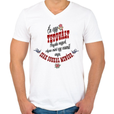 PRINTFASHION Én egy tetovált anyuka vagyok.  - Férfi V-nyakú póló - Fehér férfi póló