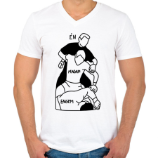 PRINTFASHION Én Magam Engem - Férfi V-nyakú póló - Fehér férfi póló