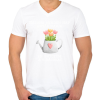 PRINTFASHION Én öntözöm - Férfi V-nyakú póló - Fehér