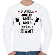 PRINTFASHION Én vágom a disznót - Férfi pulóver - Fehér