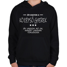 PRINTFASHION Én vagyok a középső gyerek... - Gyerek kapucnis pulóver - Fekete