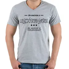 PRINTFASHION Én vagyok a legidősebb gyerek... - Férfi V-nyakú póló - Sport szürke férfi póló