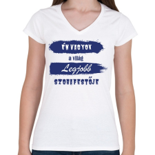 PRINTFASHION Én vagyok a világ legjobb szobafestője - Női V-nyakú póló - Fehér női póló