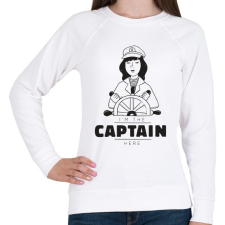 PRINTFASHION Én vagyok itt a kapitány - Női pulóver - Fehér női pulóver, kardigán