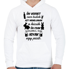 PRINTFASHION Én verset nem tudok - Férfi kapucnis pulóver - Fehér
