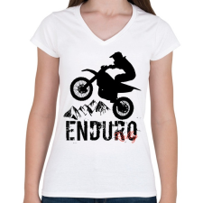 PRINTFASHION Enduro  - Női V-nyakú póló - Fehér női póló