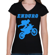 PRINTFASHION Enduro  - Női V-nyakú póló - Fekete női póló