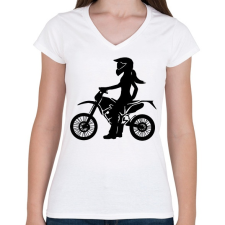 PRINTFASHION enduroscsaj - Női V-nyakú póló - Fehér női póló
