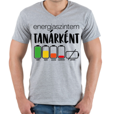 PRINTFASHION Energiaszintem Tanárként - Férfi V-nyakú póló - Sport szürke férfi póló