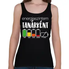 PRINTFASHION Energiaszintem Tanárként - Női atléta - Fekete női trikó