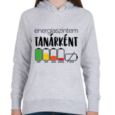 PRINTFASHION Energiaszintem Tanárként - Női kapucnis pulóver - Sport szürke