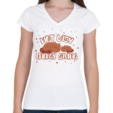 PRINTFASHION Energy saving - Női V-nyakú póló - Fehér