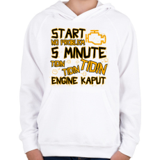 PRINTFASHION Engine kaput - Gyerek kapucnis pulóver - Fehér