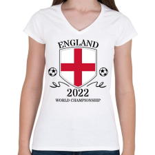 PRINTFASHION England 2022 - Női V-nyakú póló - Fehér női póló