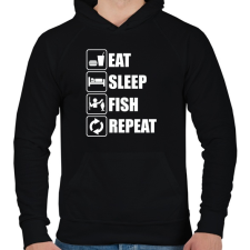 PRINTFASHION Enni, aludni, horgászni - Férfi kapucnis pulóver - Fekete férfi pulóver, kardigán