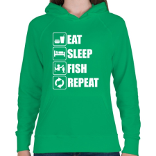 PRINTFASHION Enni, aludni, horgászni - Női kapucnis pulóver - Zöld női pulóver, kardigán