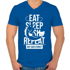 PRINTFASHION Enni, aludni, pecázni - Férfi V-nyakú póló - Királykék férfi póló