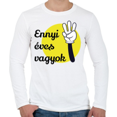 PRINTFASHION Ennyi éves vagyok - Számmal - Férfi hosszú ujjú póló - Fehér