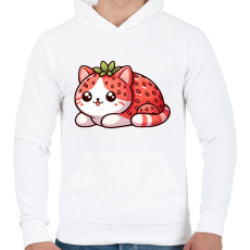 PRINTFASHION Eper cica - Férfi kapucnis pulóver - Fehér