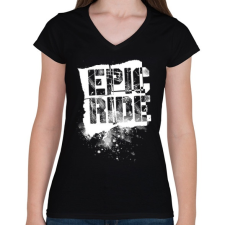 PRINTFASHION Epic Ride - fehér - Női V-nyakú póló - Fekete női póló
