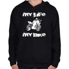 PRINTFASHION er6f-fehér.felirattal - Gyerek kapucnis pulóver - Fekete