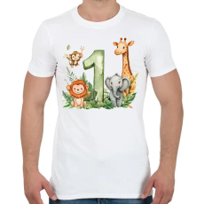PRINTFASHION Erdei állatok 1 éves  - Férfi póló - Fehér