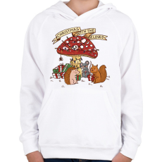PRINTFASHION Erdei karácsony - Gyerek kapucnis pulóver - Fehér