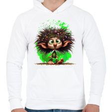 PRINTFASHION Erdei manófiú - Férfi kapucnis pulóver - Fehér férfi pulóver, kardigán