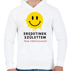 PRINTFASHION eredetinek születtem - Férfi kapucnis pulóver - Fehér