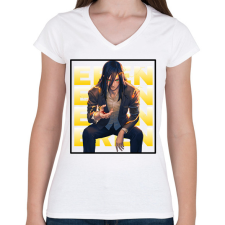 PRINTFASHION Eren Yeager minta (AOT) - Női V-nyakú póló - Fehér női póló