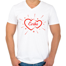 PRINTFASHION Erika - Férfi V-nyakú póló - Fehér férfi póló