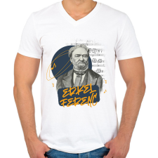 PRINTFASHION Erkel Ferenc - Férfi V-nyakú póló - Fehér férfi póló