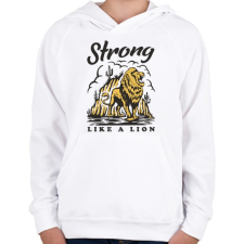 PRINTFASHION Erős mint az oroszlán - Gyerek kapucnis pulóver - Fehér gyerek pulóver, kardigán