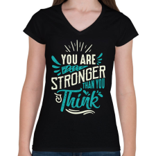 PRINTFASHION Erősebb vagy mint gondolnád - Női V-nyakú póló - Fekete női póló
