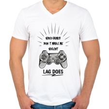 PRINTFASHION Erőszakos játék - Férfi V-nyakú póló - Fehér férfi póló