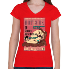 PRINTFASHION Erotikus könyv - Női V-nyakú póló - Piros női póló